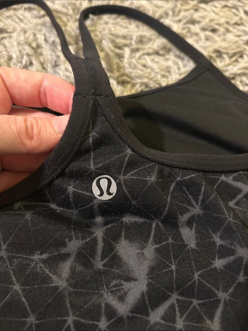 lululemon athletica Black Geometric Strappy Tank Size 6